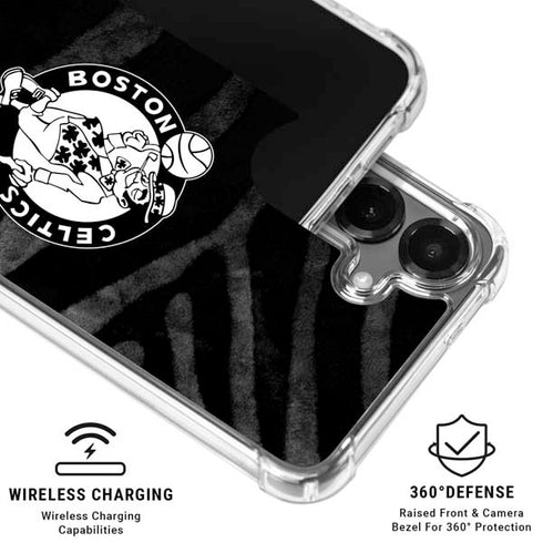 NBA Boston Celtics Black Animal Print Galaxy S26 Plus Clear Case