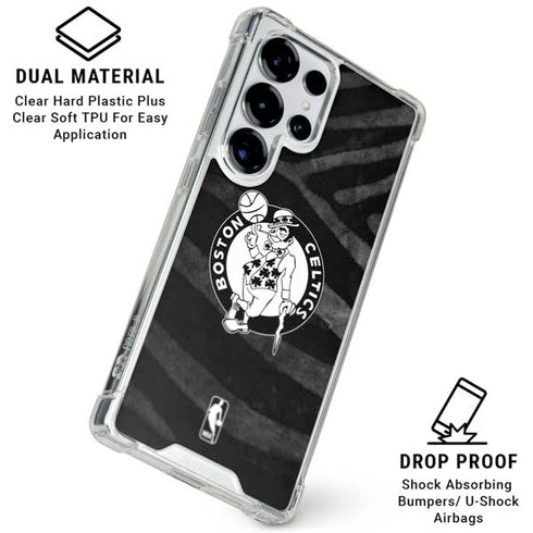 NBA Boston Celtics Black Animal Print Galaxy S26 Ultra Clear Case