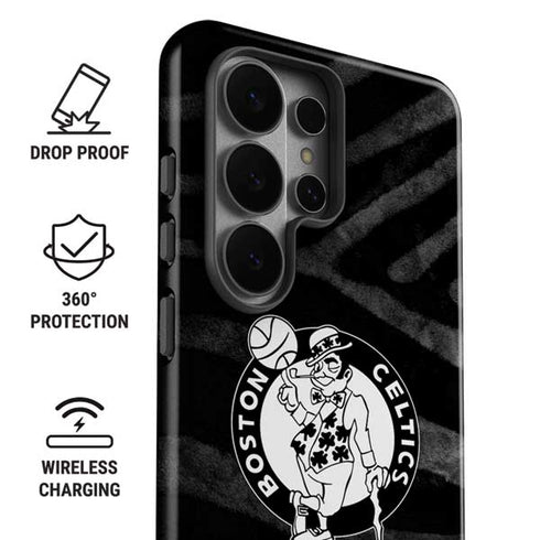 NBA Boston Celtics Black Animal Print Galaxy S26 Ultra Impact Case