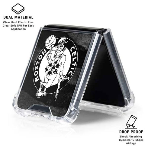 NBA Boston Celtics Black Animal Print Galaxy Z Flip6 Clear Case