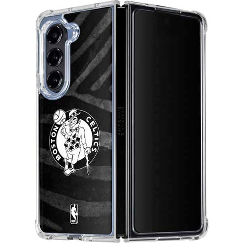 NBA Boston Celtics Black Animal Print Galaxy Z Fold5 5G Clear Case