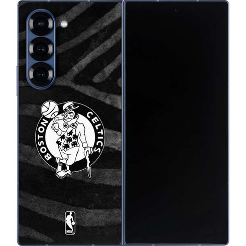 NBA Boston Celtics Black Animal Print Galaxy Z Fold6 Skin