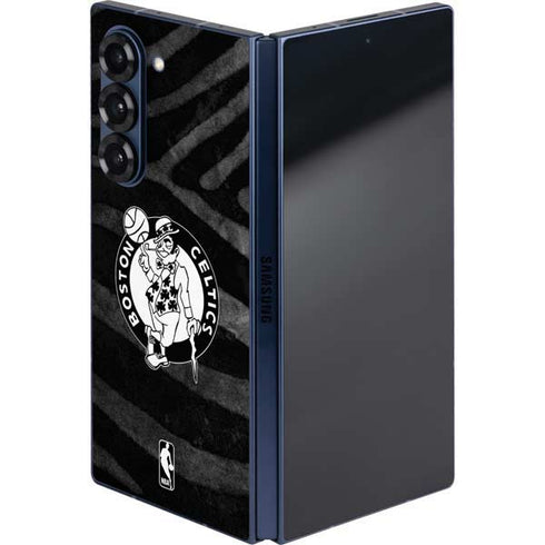 NBA Boston Celtics Black Animal Print Galaxy Z Fold6 Skin