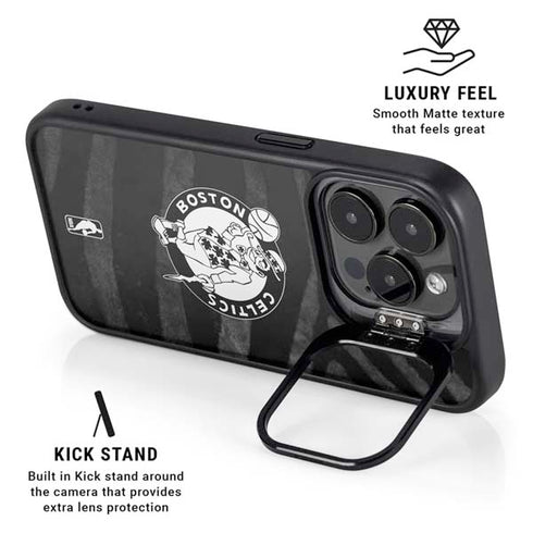 NBA Boston Celtics Black Animal Print iPhone 13 Pro Kickstand Case