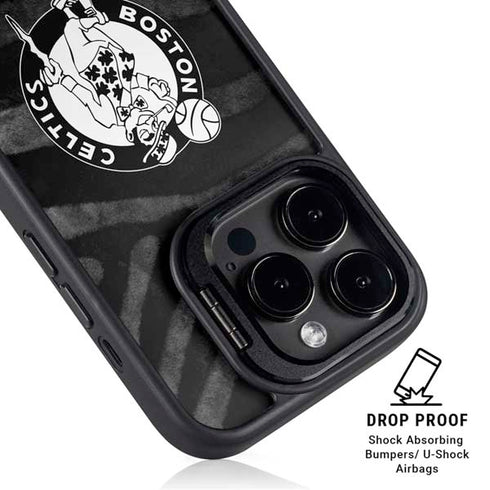 NBA Boston Celtics Black Animal Print iPhone 14 Pro Kickstand Case