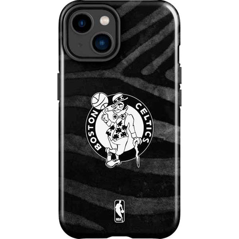 NBA Boston Celtics Black Animal Print iPhone 15 Impact Case