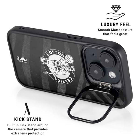 NBA Boston Celtics Black Animal Print iPhone 15 Kickstand Case