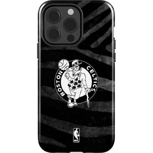 NBA Boston Celtics Black Animal Print iPhone 15 Pro Impact Case