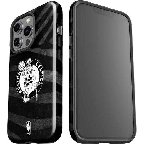 NBA Boston Celtics Black Animal Print iPhone 15 Pro Impact Case