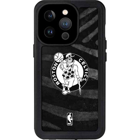 NBA Boston Celtics Black Animal Print iPhone 15 Pro Waterproof Case