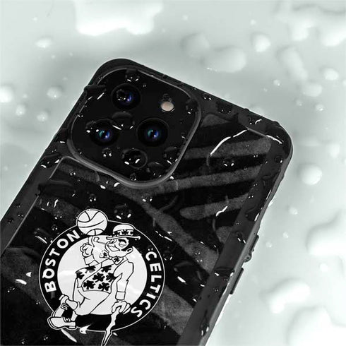 NBA Boston Celtics Black Animal Print iPhone 15 Pro Waterproof Case