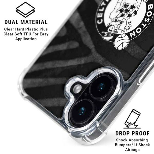 NBA Boston Celtics Black Animal Print iPhone 16 Plus Clear Case