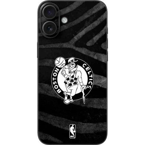 NBA Boston Celtics Black Animal Print iPhone 16 Plus Skin