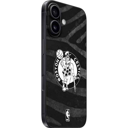 NBA Boston Celtics Black Animal Print iPhone 16 Plus Skin