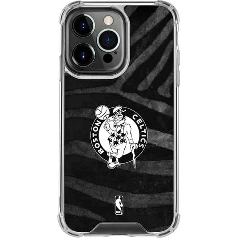 NBA Boston Celtics Black Animal Print iPhone 16 Pro Clear Case