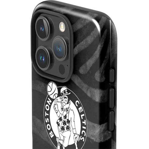NBA Boston Celtics Black Animal Print iPhone 16 Pro Impact Case