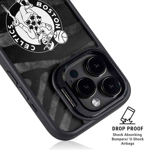 NBA Boston Celtics Black Animal Print iPhone 16 Pro Kickstand Case