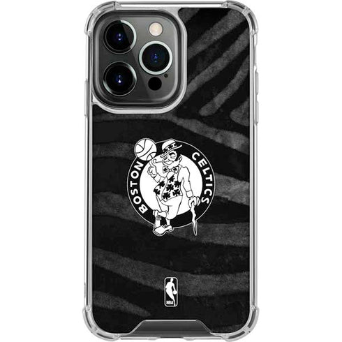 NBA Boston Celtics Black Animal Print iPhone 16 Pro Max Clear Case