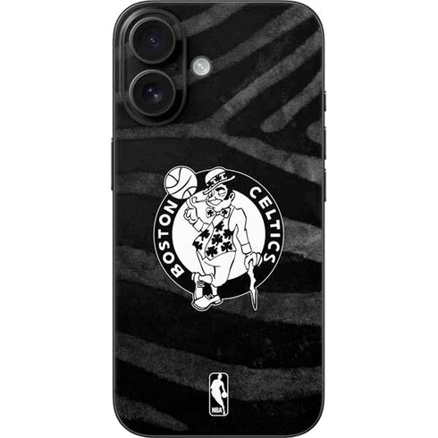 NBA Boston Celtics Black Animal Print iPhone 16 Skin
