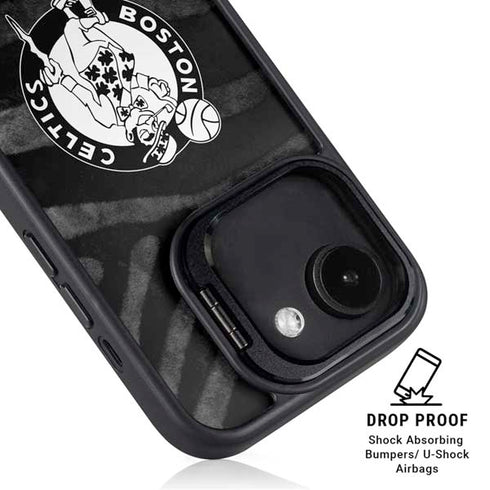 NBA Boston Celtics Black Animal Print iPhone 16e Kickstand Case