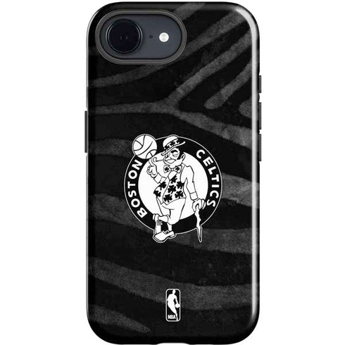 NBA Boston Celtics Black Animal Print iPhone 16e Impact Case