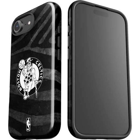 NBA Boston Celtics Black Animal Print iPhone 16e Impact Case