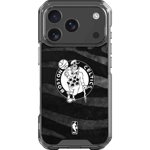 NBA Boston Celtics Black Animal Print iPhone 18 Pro Clear Case