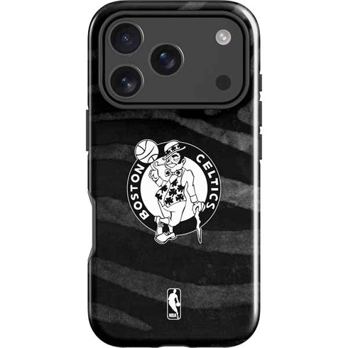 NBA Boston Celtics Black Animal Print iPhone 18 Pro Impact Case