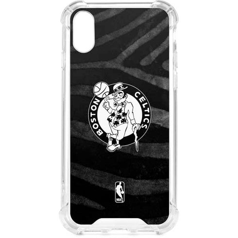 NBA Boston Celtics Black Animal Print iPhone XS Clear Case