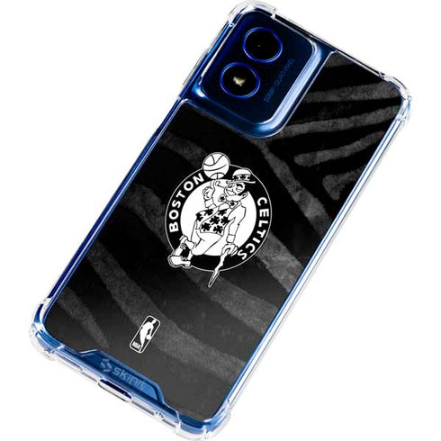NBA Boston Celtics Black Animal Print Moto G Play 4G (2024) Clear Case