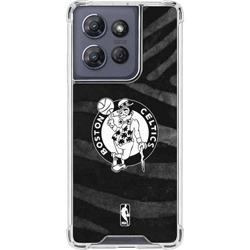 NBA Boston Celtics Black Animal Print Moto G Play 5G (2025) Clear Case