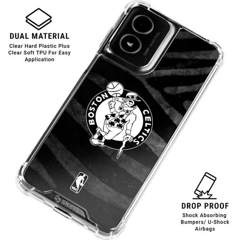 NBA Boston Celtics Black Animal Print Moto G Power 5G (2024) Clear Case