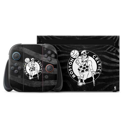 NBA Boston Celtics Black Animal Print Nintendo Switch 2 (2025) with Joy-Con Skin