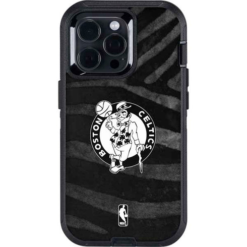 NBA Boston Celtics Black Animal Print Otterbox Defender iPhone Skin