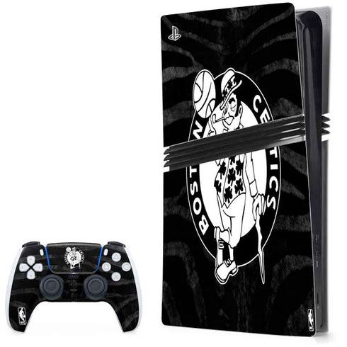 NBA Boston Celtics Black Animal Print PS5 Pro Bundle Skin