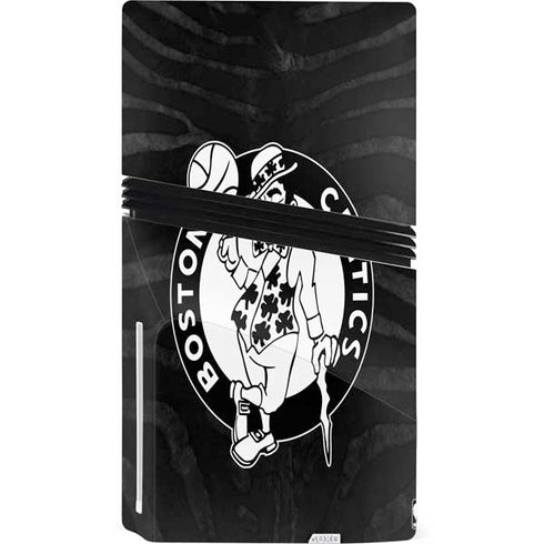 NBA Boston Celtics Black Animal Print PS5 Pro Disk Bundle Skin