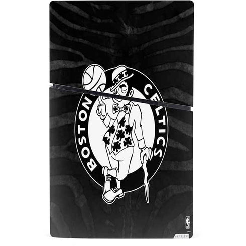 NBA Boston Celtics Black Animal Print PS5 Slim Digital Edition Console Skin
