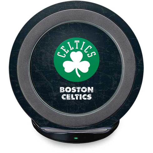 NBA Boston Celtics Black Secondary Logo Fast Charge Wireless Charging Stand Skin