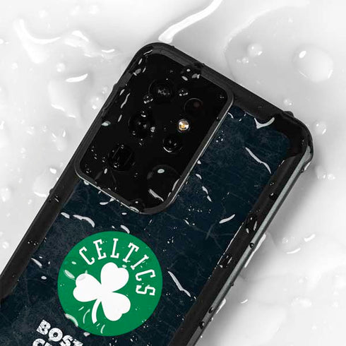 NBA Boston Celtics Black Secondary Logo Galaxy S24 Ultra Waterproof Case