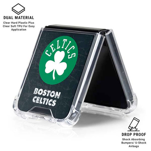 NBA Boston Celtics Black Secondary Logo Galaxy Z Flip6 Clear Case