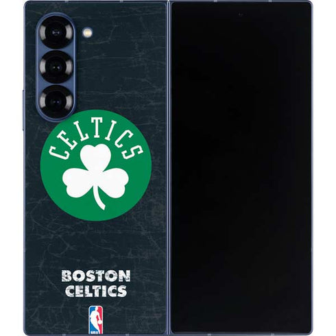 NBA Boston Celtics Black Secondary Logo Galaxy Z Fold6 Skin