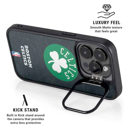 NBA Boston Celtics Black Secondary Logo iPhone 14 Pro Max Kickstand Case