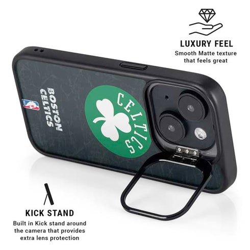 NBA Boston Celtics Black Secondary Logo iPhone 15 Kickstand Case