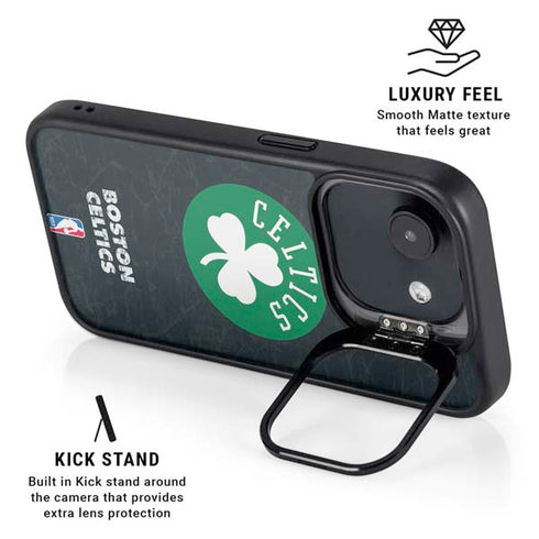 NBA Boston Celtics Black Secondary Logo iPhone 16e Kickstand Case