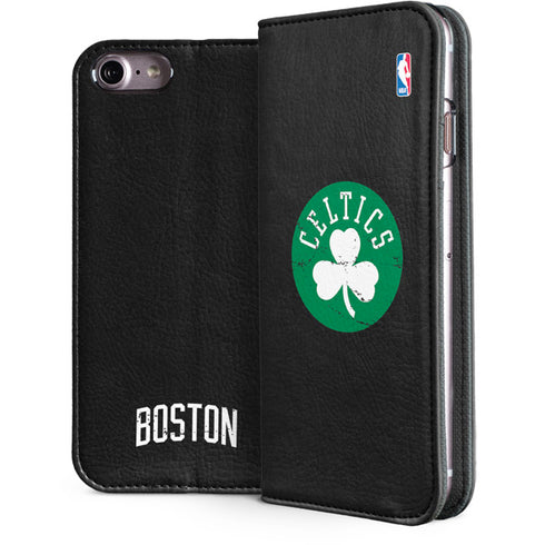 NBA Boston Celtics Black Secondary Logo iPhone 7 Folio Case