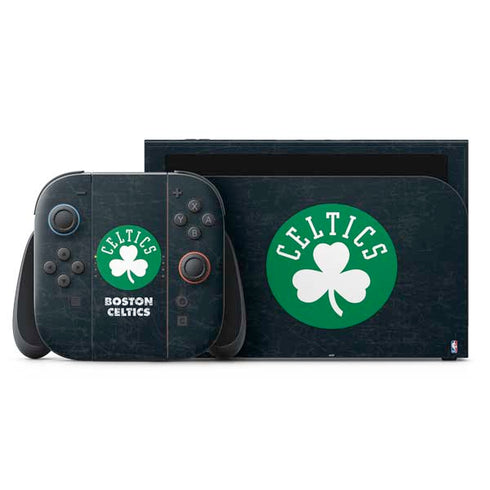 NBA Boston Celtics Black Secondary Logo Nintendo Skins