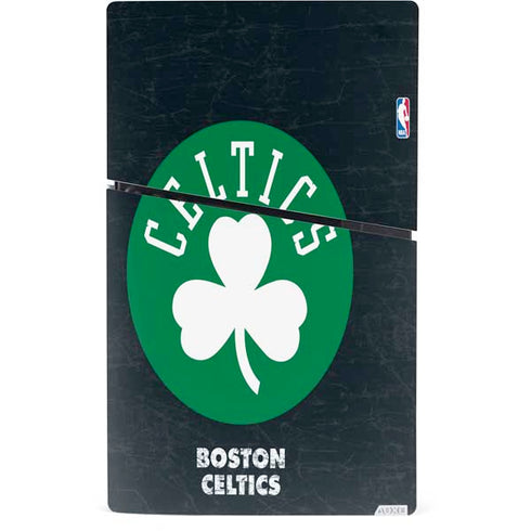 NBA Boston Celtics Black Secondary Logo PS5 Slim Digital Edition Console Skin