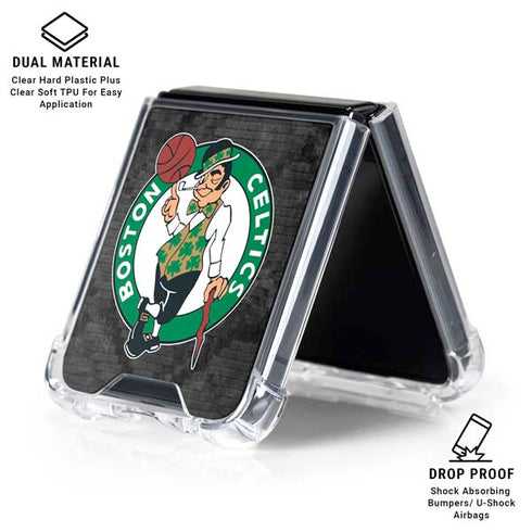NBA Boston Celtics Dark Rust Galaxy Z Flip6 Clear Case