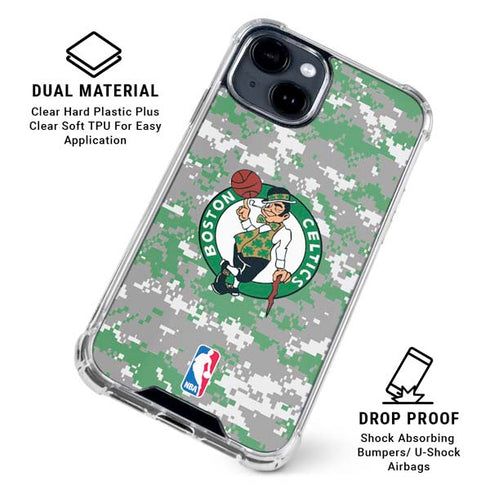 NBA Boston Celtics Digi Camo iPhone 15 Clear Case