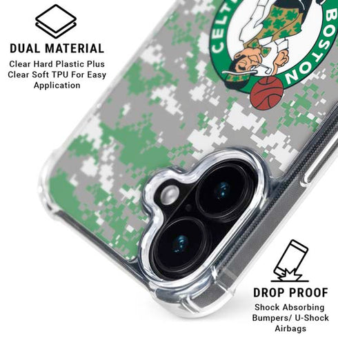 NBA Boston Celtics Digi Camo iPhone 16 Plus Clear Case